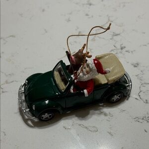 Vintage 2000 Maisto Santa and Reindeer VW Cabriolet Ornament